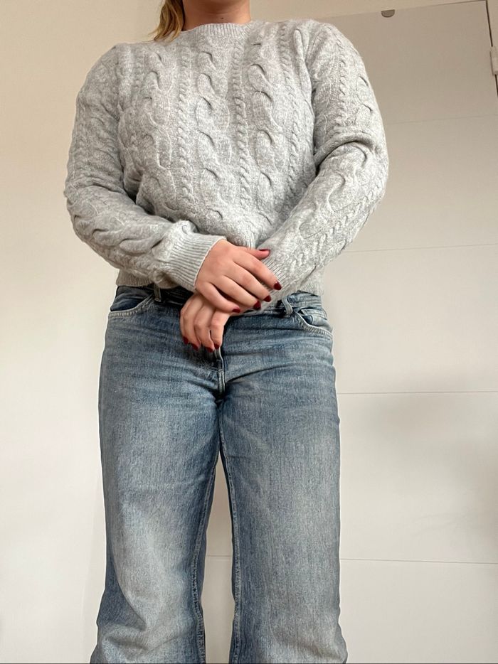 Pull torsadé gris bershka - photo numéro 2