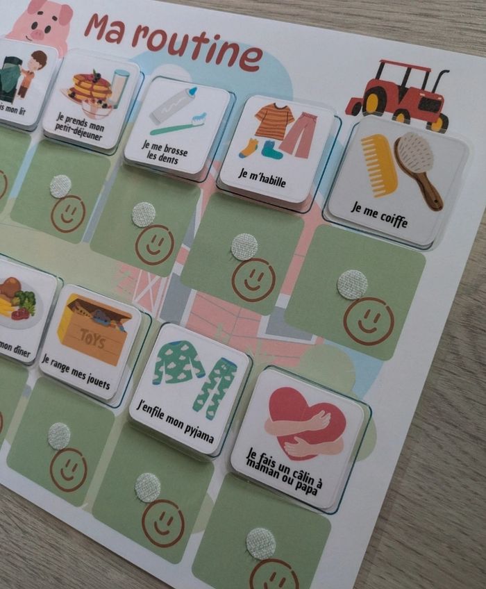 Tableau de routine enfant matin et soir tracteur, 30 vignettes - photo numéro 4