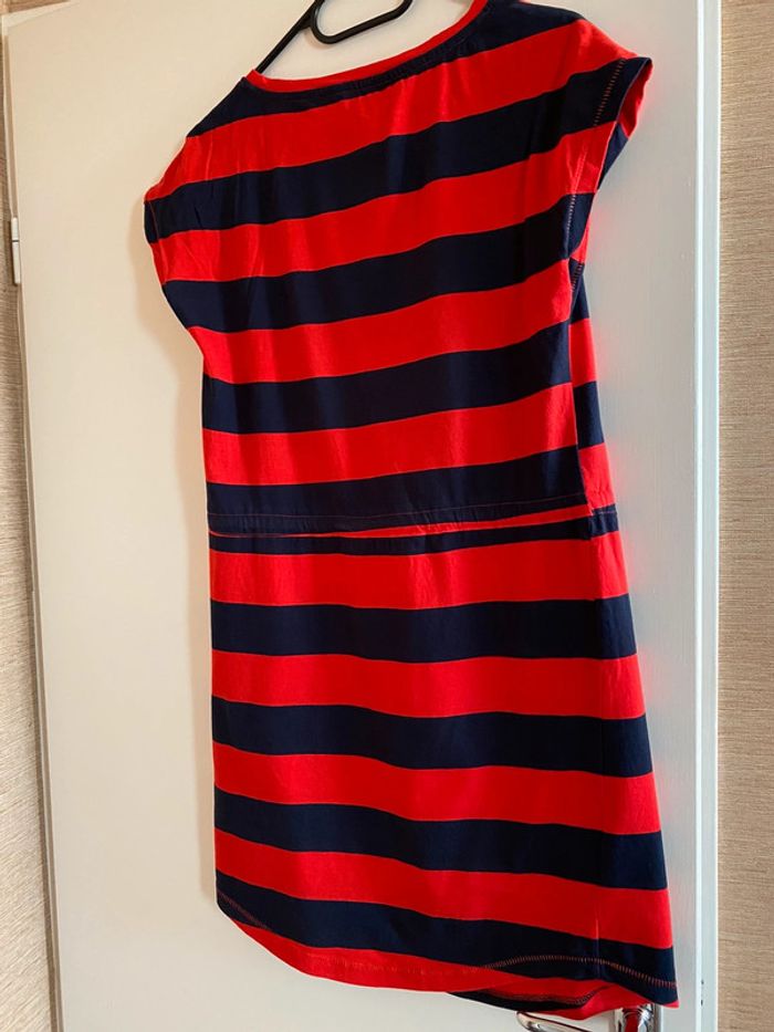 Robe plage bleu marine et rouge ceinture cordon taille S - photo numéro 2