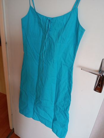 robe fine bretelles bleu turquoise