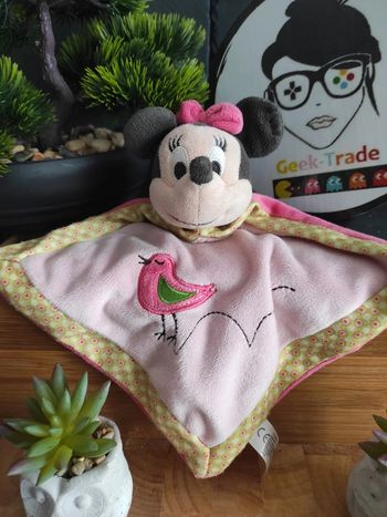 Doudou Minnie Disney Rose Vert Carreau Oiseau Nicotoy Plat #geektradedoudou