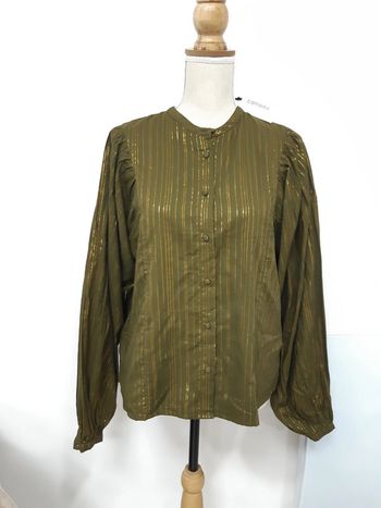Blouse verte à rayures dorées neuve Camaïeu T38