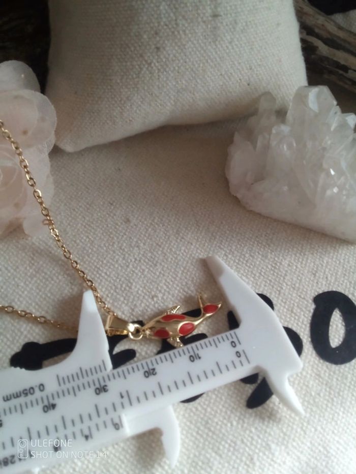 Collier poisson acier doré et perle d'opaline - photo numéro 2