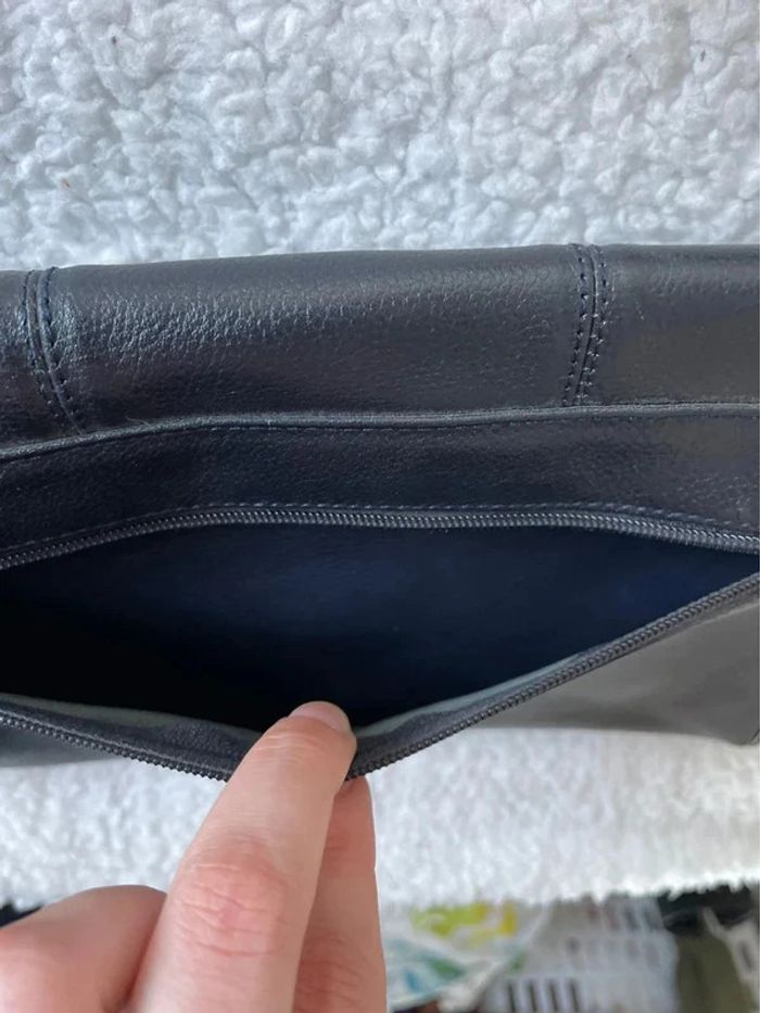 Sac pochette bandoulière imitation similicuir bleu marine - photo numéro 6