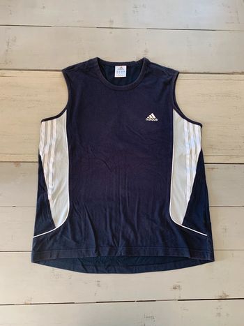 Débardeur sport Adidas vintage 2007 bleu marine 3 bandes