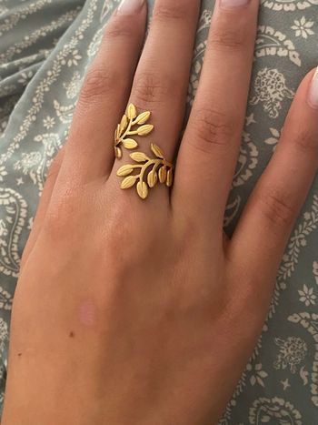 Bague " feuilles " en acier inoxydable