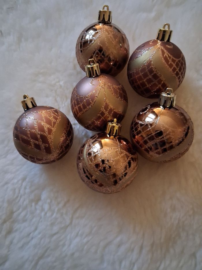 Lot de 6 boules de Noël 🎄 marron et doré