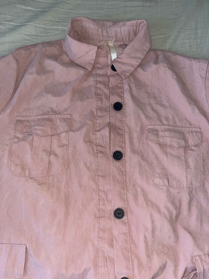 Robe chemise rose poudré boutonnée- style casual chic - photo numéro 2