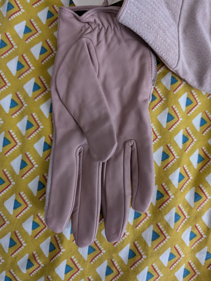 Gants neuf rose en cuir souple  style  vintage - photo numéro 4