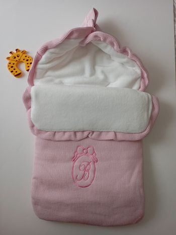 Nid d'ange bébé coton nid d'abeille et polaire rose