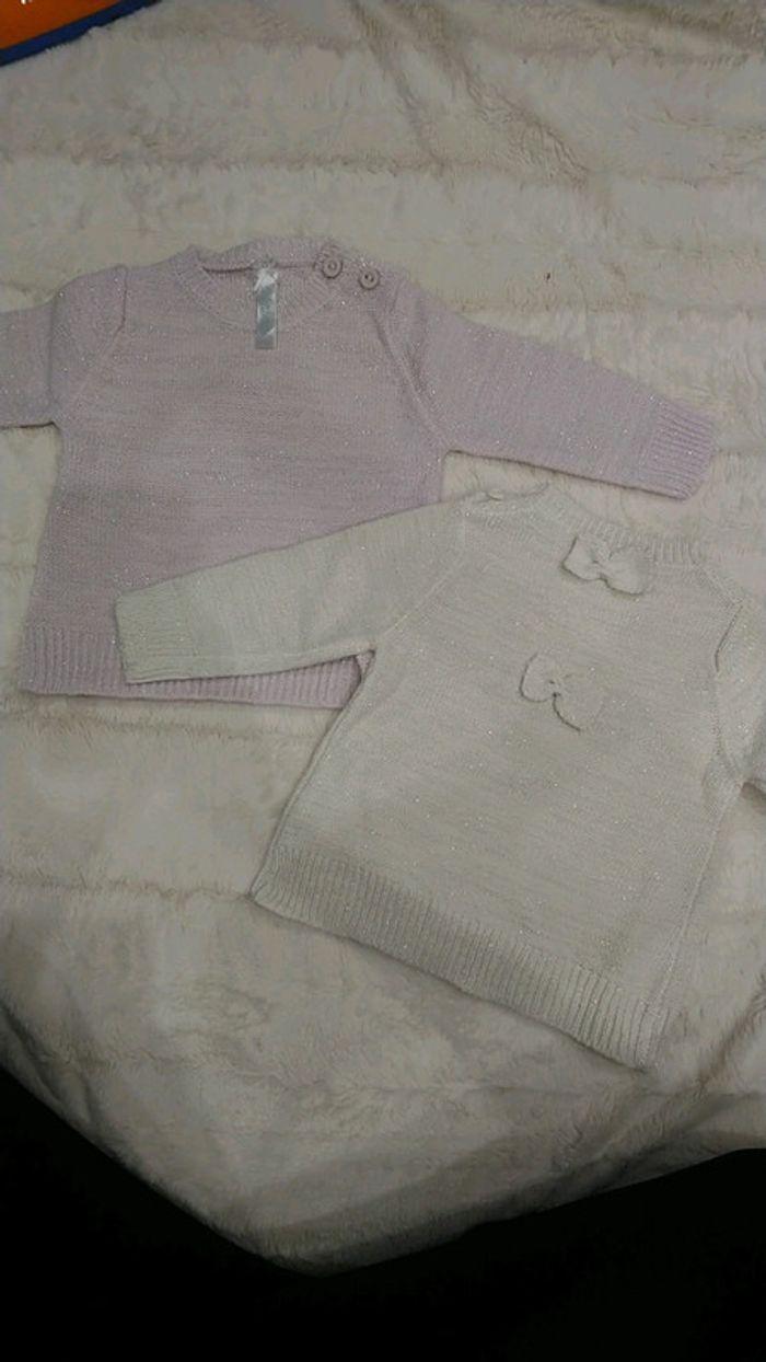 Lot de 2 pulls bébé filles brillants