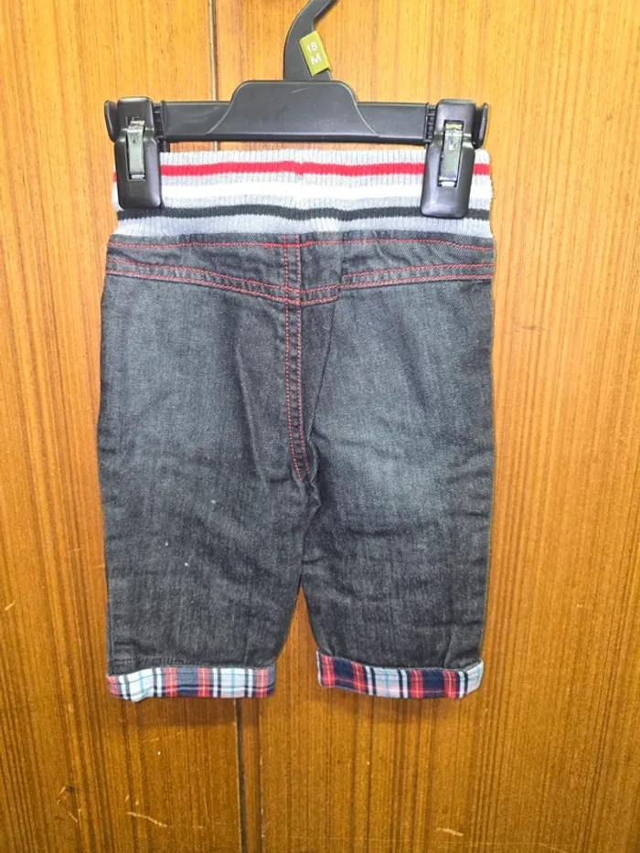 Jean bébé garçon – taille élastique sport & revers à carreaux - photo numéro 2