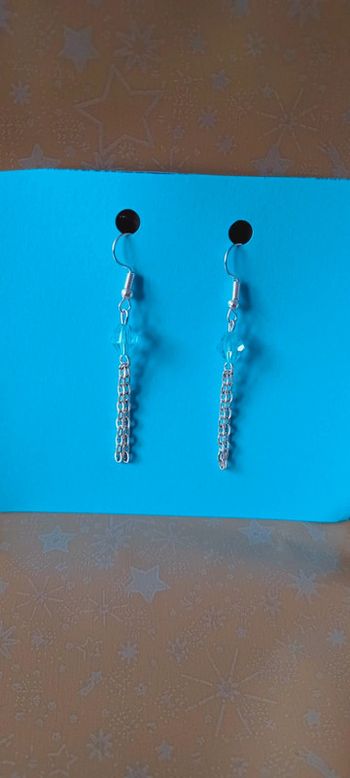 Boucles d'oreilles fantaisie femme avec perle losange bleu neuves