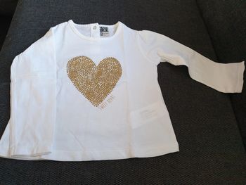 Pull fin fille 2 ans cœur doré