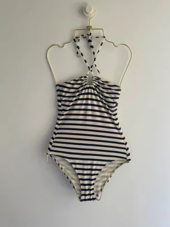 Maillot de bain une pièce ETAM rayé blanc et bleu taille 36