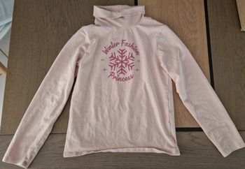 Tee shirt manches longues col roulé rose vertbaudet 8 ans