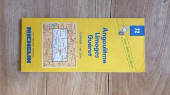 Vintage carte routière Michelin France Angoulême Limoges Guéret numéro 72