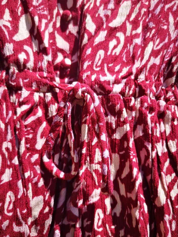 Robe courte manches longues Calie bordeaux et crème - photo numéro 5