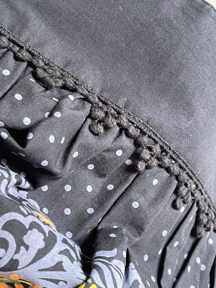 Jupe noire en coton Promod taille 34 avec motifs floraux russes / slaves - photo numéro 8