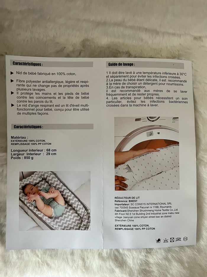 Nid de bébé, réducteur de lit pour bébé 100 % coton, dans son sac de rangement - photo numéro 6