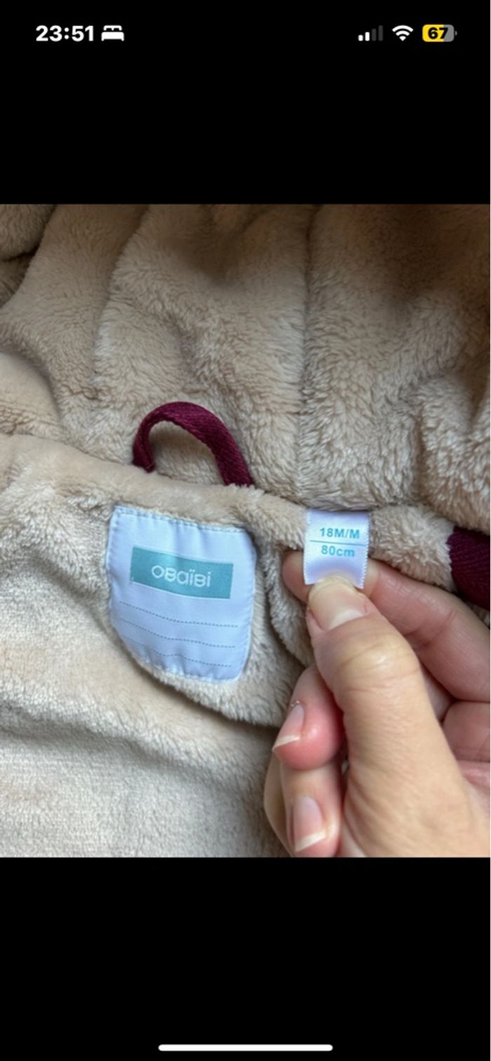 Lot ensemble manteau et bonnet bébé fille obaïbi - photo numéro 7