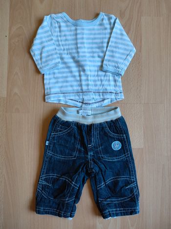 Lot tenue Jean + t-shirt manches longues Petit Kimbaloo en 1M