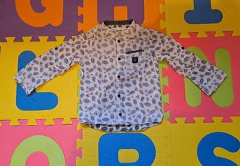 Chemise manches longues blanc feuilles, gémo, taille 3 ans (98 cm)