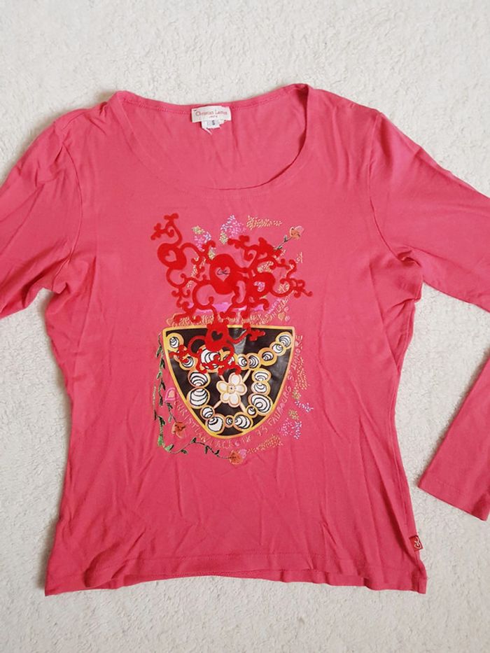 Tee-shirt manches longues rose Christian Lacroix jeans