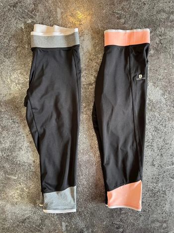 Lot 2 legging 3/4 femme Domyos taille S Set women leggings Lotto leggings donna 2er Damen Leggings