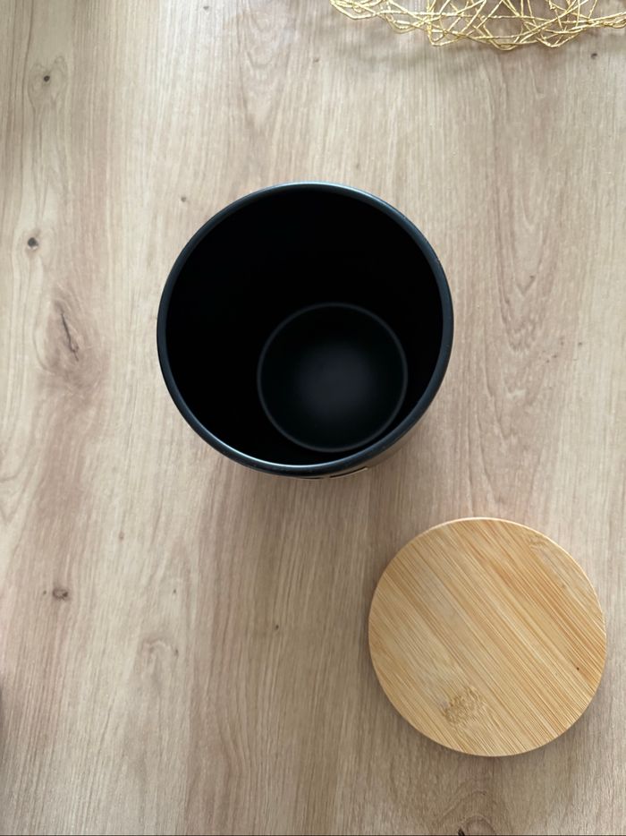 Boîte à thé noir bois avec couvercle neuf - photo numéro 4