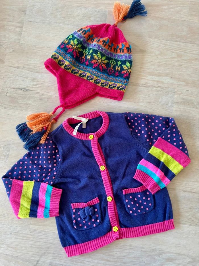 Lot bonnet + gilet fille 6 mois