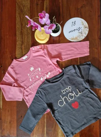 Lot de 2 t-shirts manches longues fins 18 mois