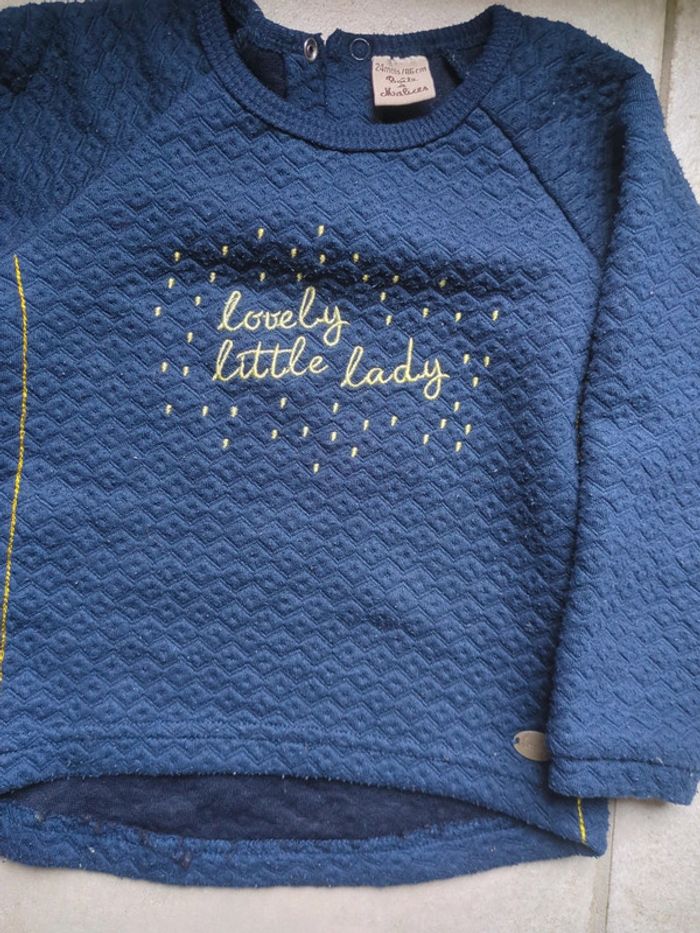 Pull fille bleu et doré 24 mois - photo numéro 2
