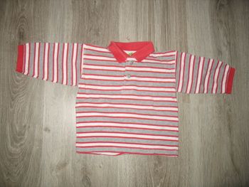 POLO ML RAYE ROUGE ET GRIS BÉBÉ GARÇON "DPAM" - 6 MOIS - n°01