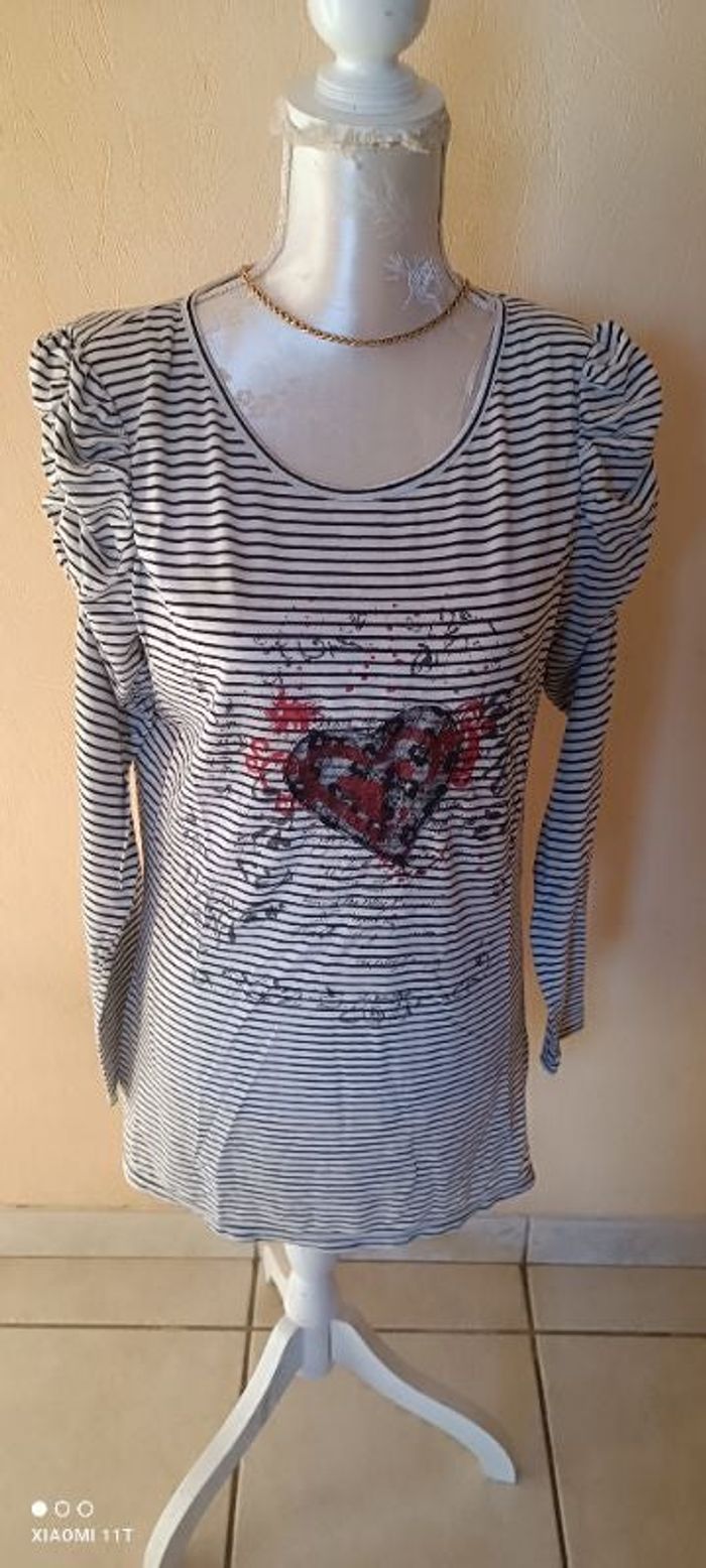Tee shirt manches longues rayé