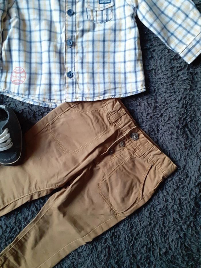 Ensemble chemise carreaux pantalon +chaussures - photo numéro 2