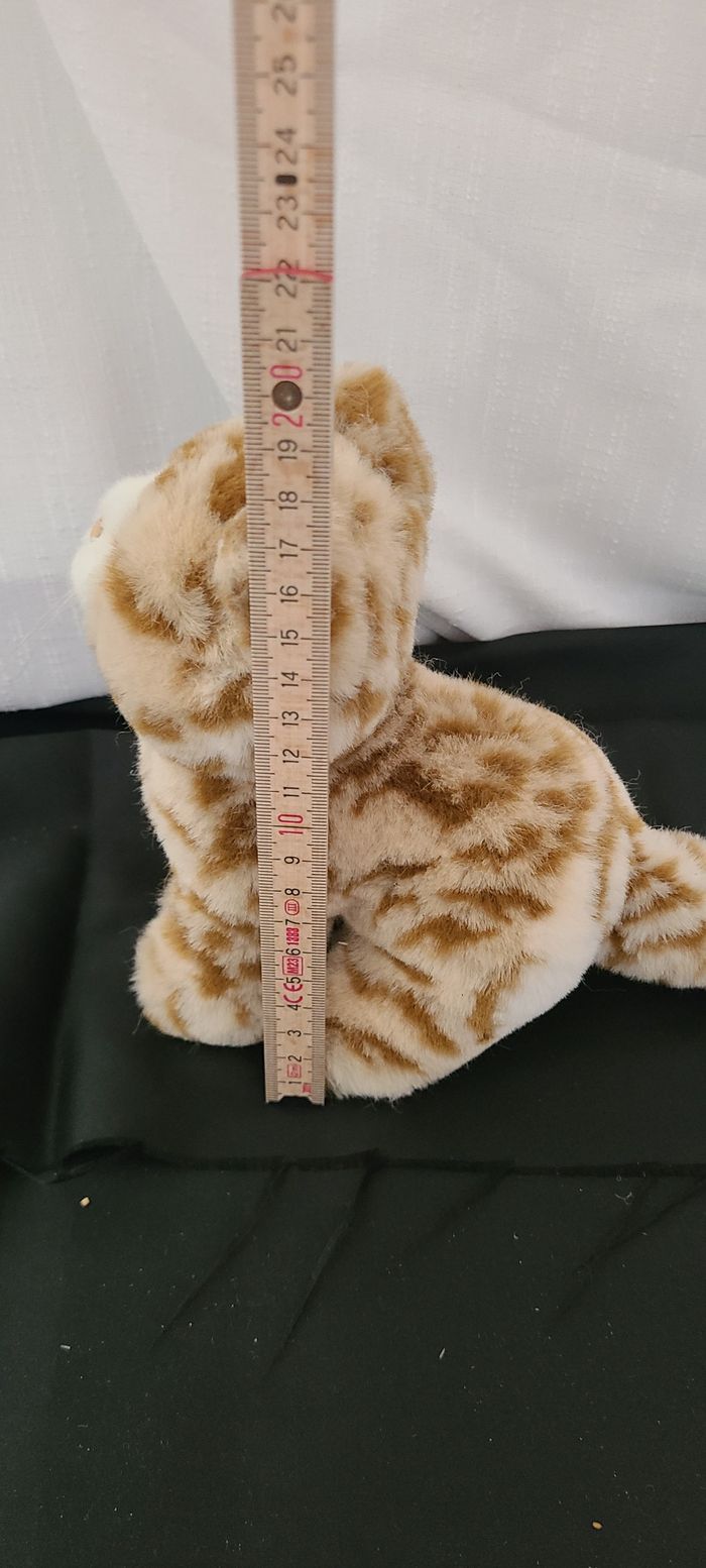 Peluche Doudou Chat Roux Orange Tigré Assis Nounours - photo numéro 5