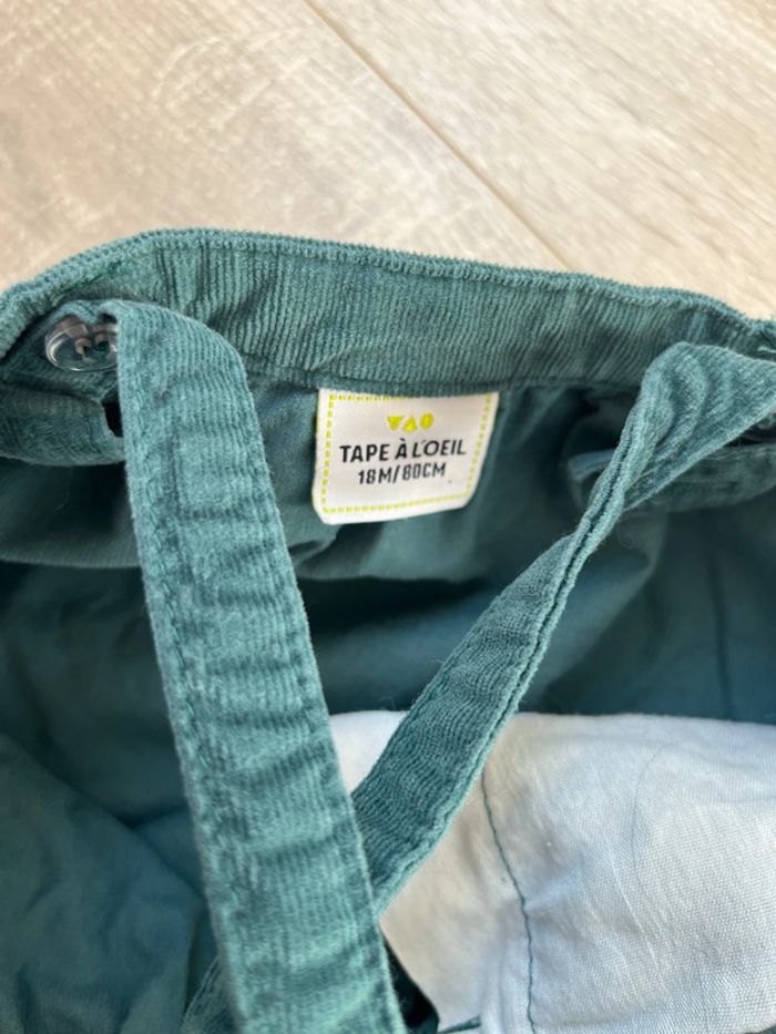 Robe tablier velours vert bébé fille 18 mois - photo numéro 3
