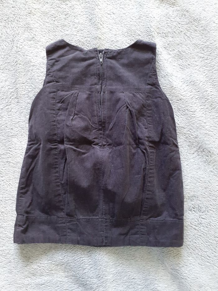 Robe fille sans manches en velours grise 3 mois neuve - photo numéro 3