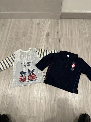 Lot de 2 tshirts manches longues 3 pommes bébé garçon 6 mois très bon état