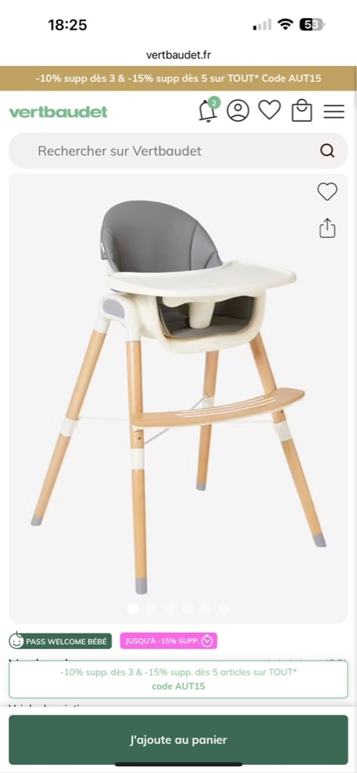 Chaise haute verbaudet évolutive - photo numéro 2