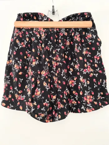 Short noir motif fraises american vintage S