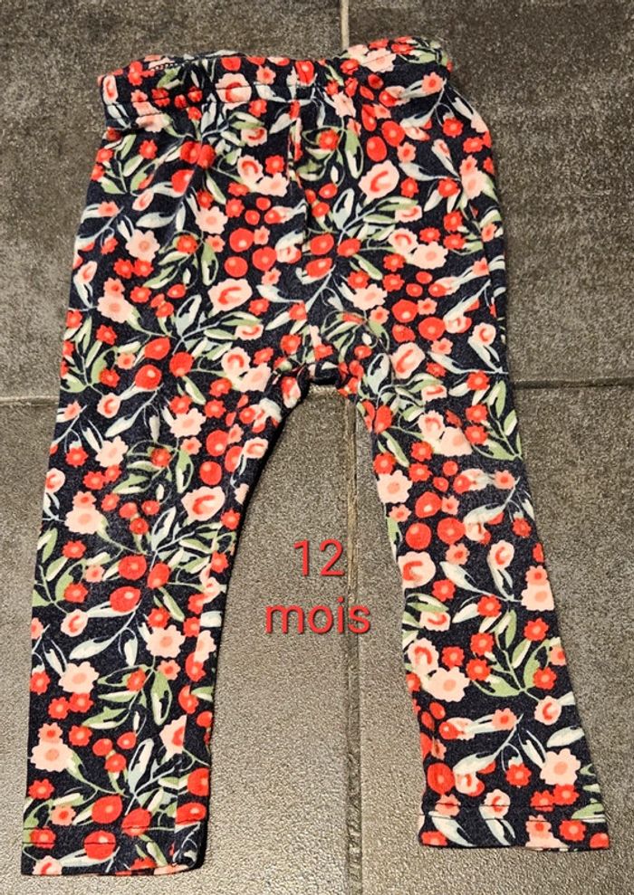 Pantalon / legging fleuri, 12 mois. - photo numéro 2