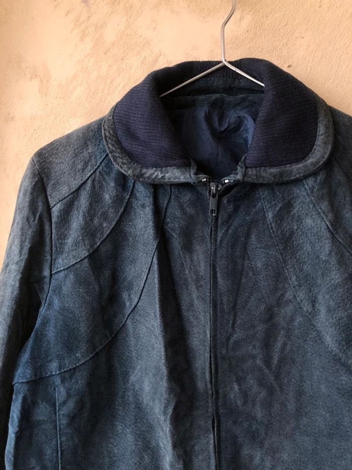 Veste en daim marine vintage L