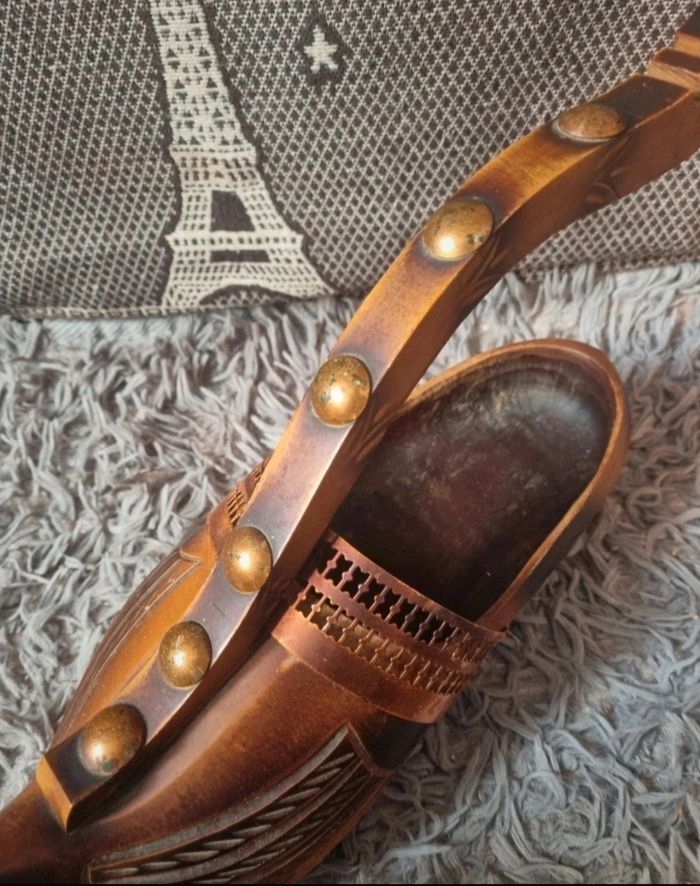 Porte bouteille en bois forme de sabot vintage - photo numéro 2