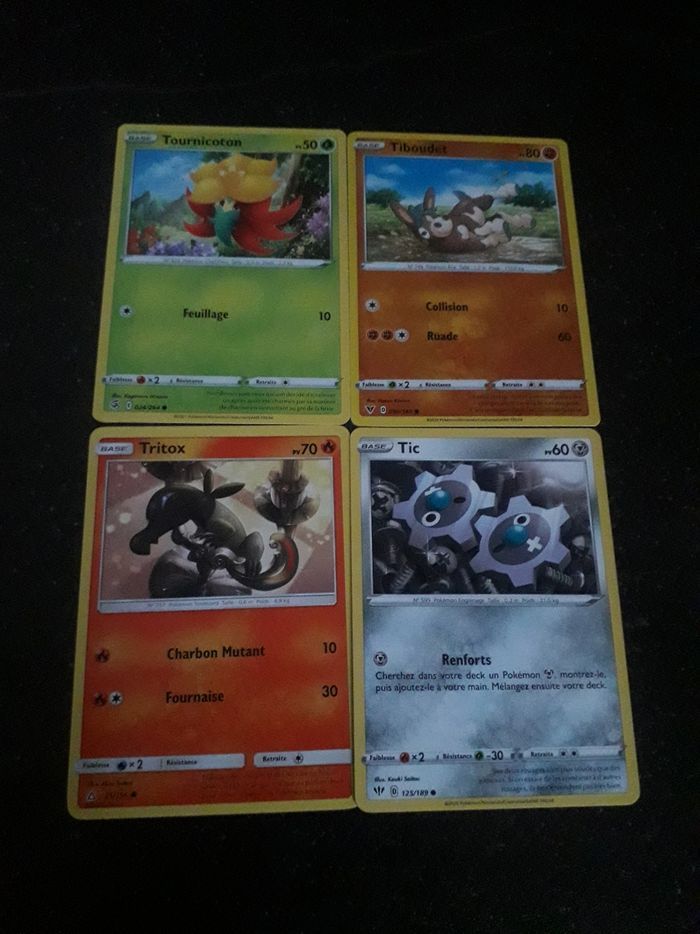 Tournicoton + Tiboudet + Tritox + Tic lot de 4 cartes Pokémon neuves