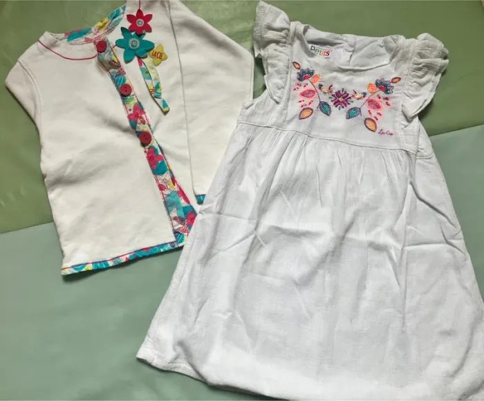 Jolie ensemble gilet et robe blanche été 24 mois La Compagnie des Petits - photo numéro 9