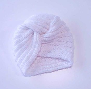 Bonnet turban mohair et laine petite fille