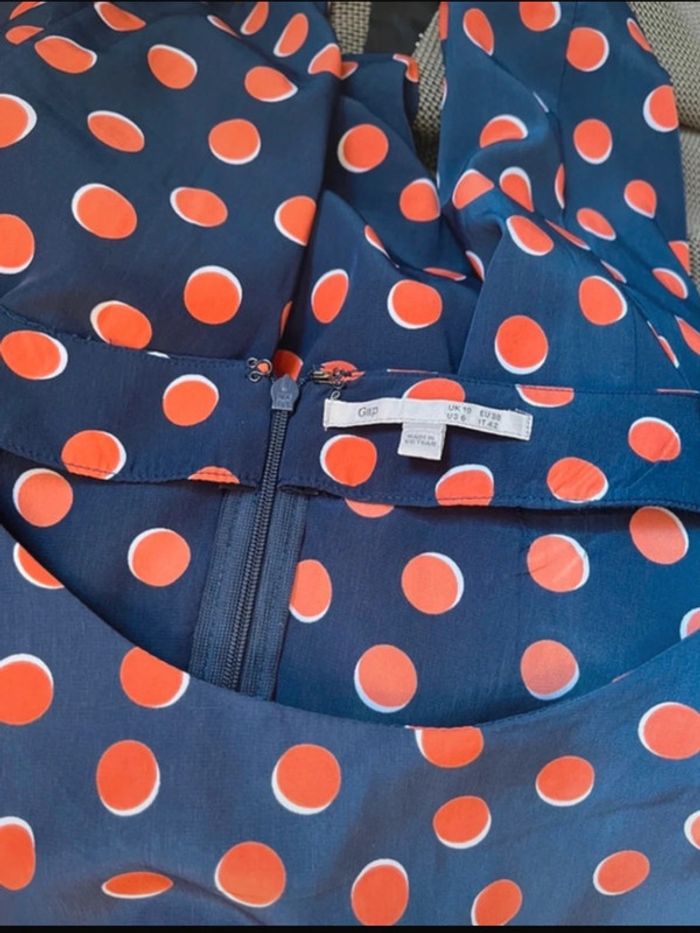 Robe courte style rétro vintage Gap à pois bleu orange 38 M - photo numéro 6