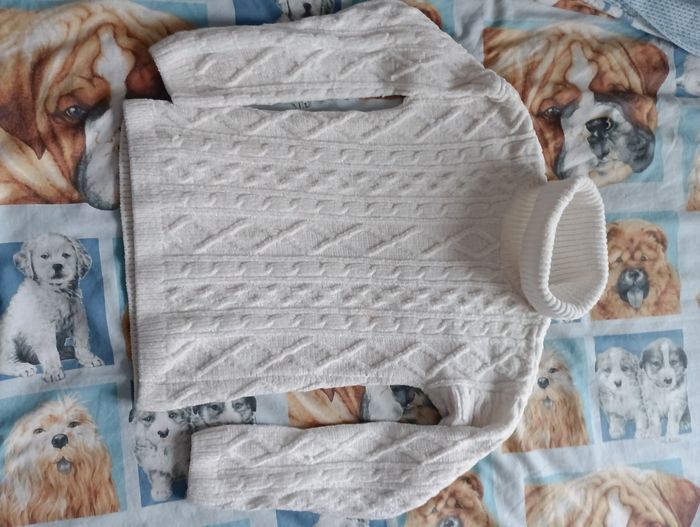 Pull épais en laine orchestra 10 ans couleur blanc à paillettes - photo numéro 5